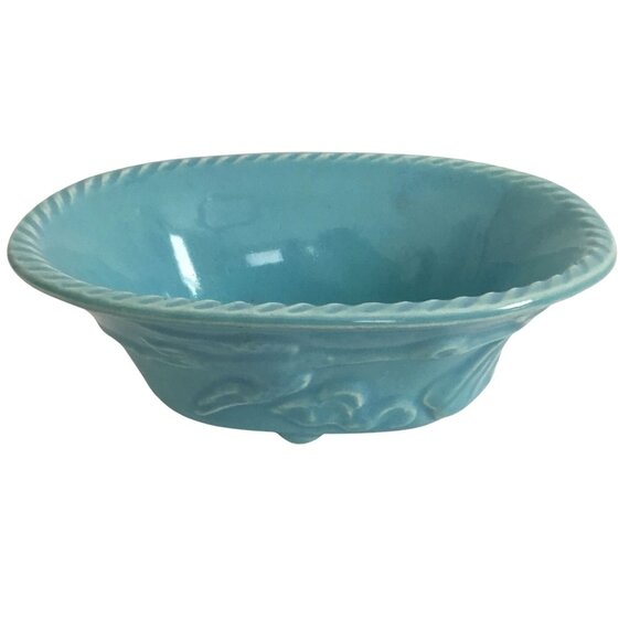 R.R.P. CO. Roseville Aqua Blue Stork Planter VTG Nursery Decor Baby Shower Gift - Picture 5 of 8